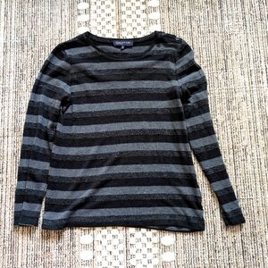Jones New York Black and Gray Striped Top